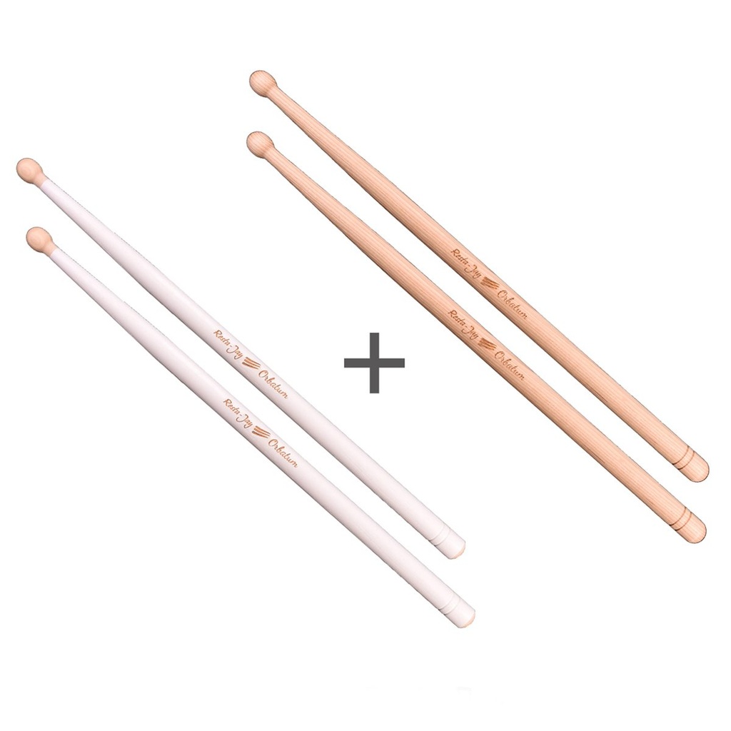 Set of Military Drum Sticks - ORBATUM - "White" and "Natural"