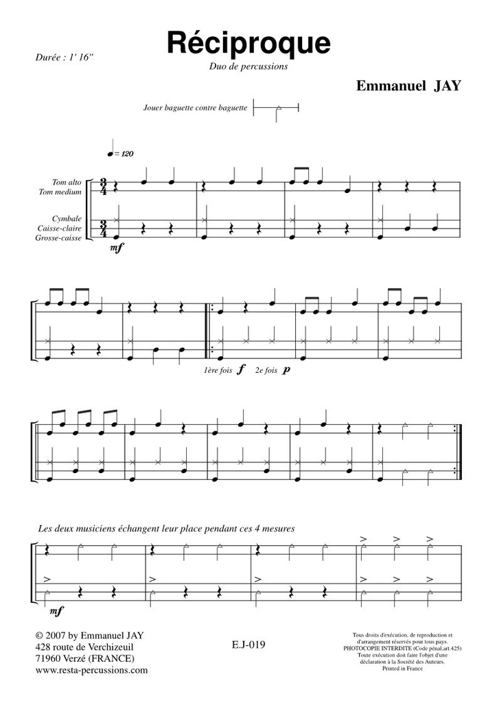 Réciproque - Duo de Percussion | JAY E.