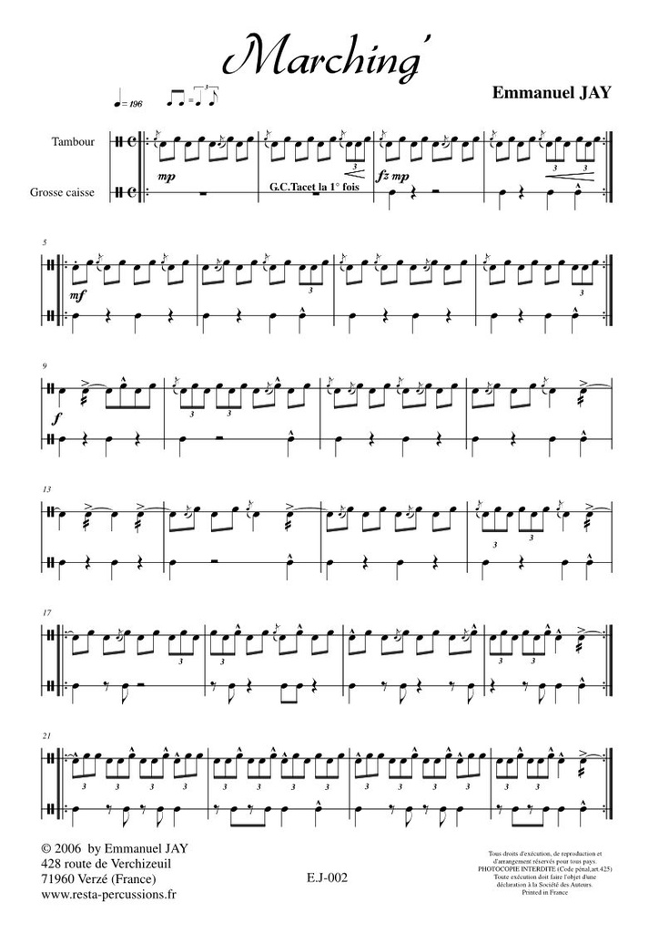 Marching' - Tambour et Grosse-caisse | JAY E.