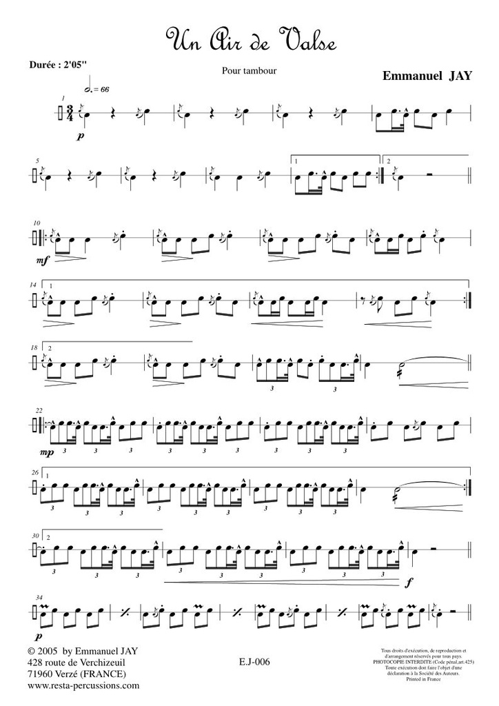 Un Air de Valse – Tambour | JAY E.