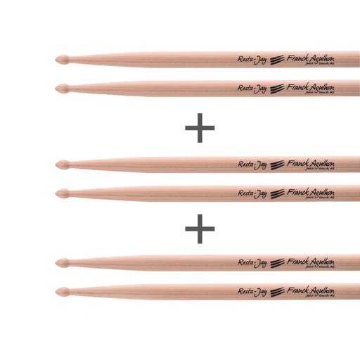[Lot3XCCFA2] Set of 3 pairs HICKORY Drumsticks - Signature Franck Agulhon – Hickory