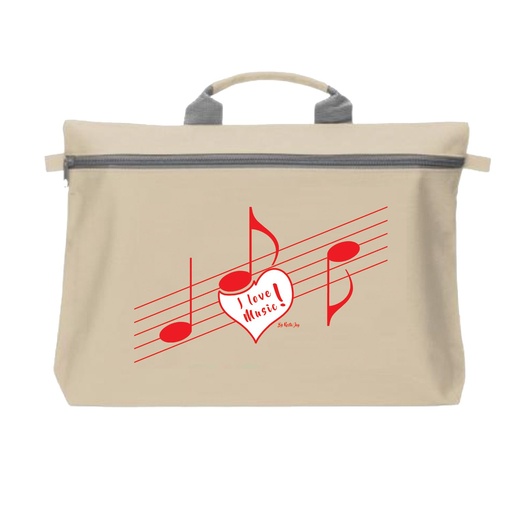 [SAC-LoveMusic] Sacoches porte-documents - I love music (écru)