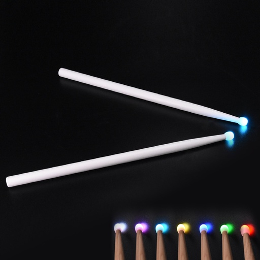 [TAMBLUM-Blanc-Pair] Baguettes de Tambour - Marching LUMINEUSES finition blanche