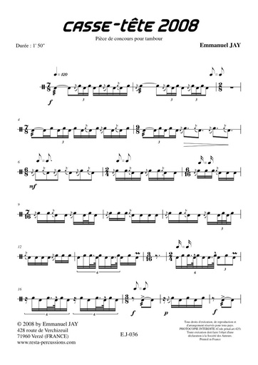 [EJ036] Casse-tête 2008 - Tambour | JAY E.